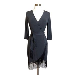 NEIMAN MARCUS BLACK DRESS WITH FRINGE..! Size 4